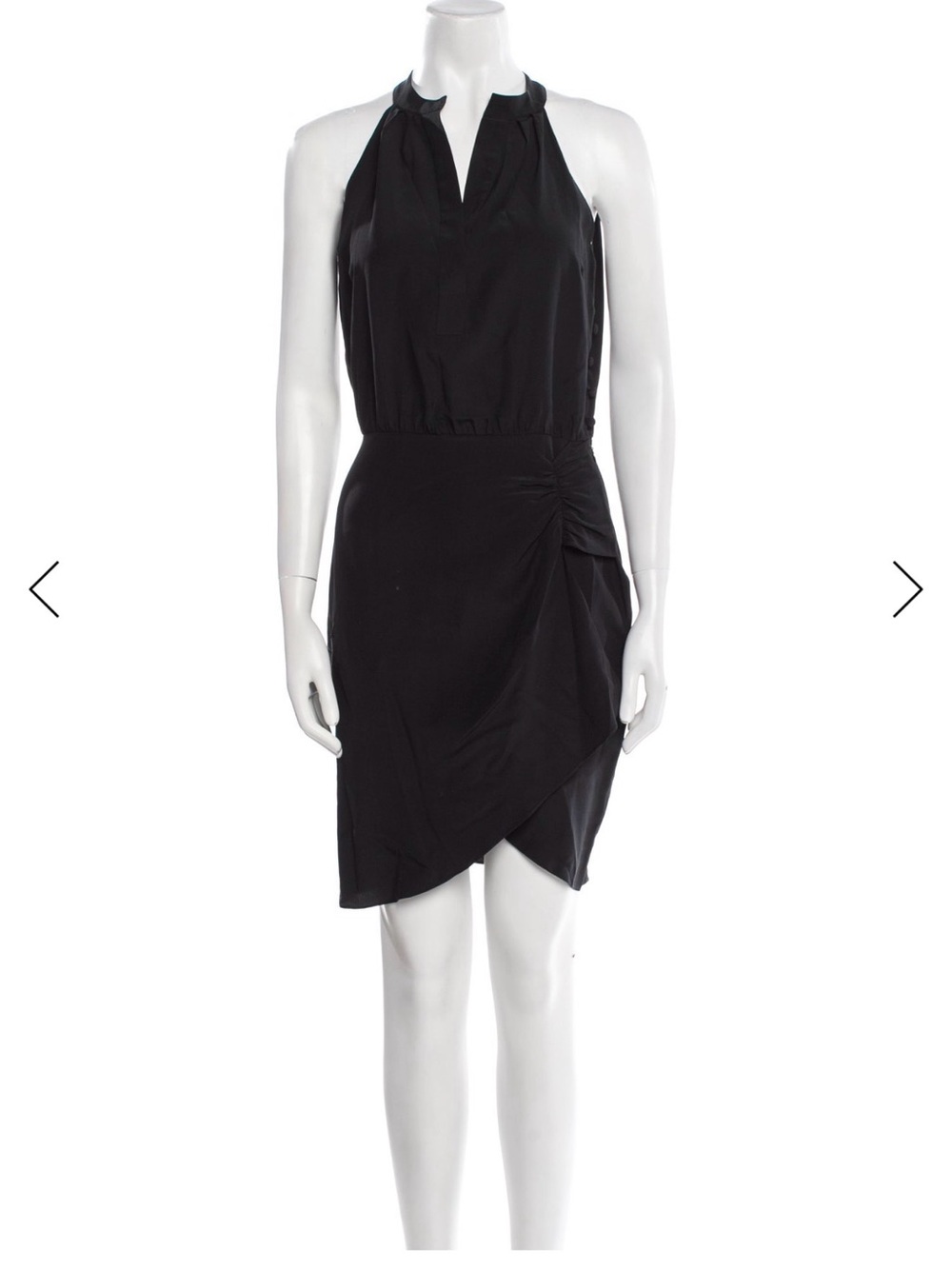 Nili Lotan Black Sleeveless 100% Silk Mini Dress w/ Ruched Side Detail